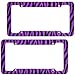 OxGord 2pc Set Plastic License Plate Frames with ZebraTiger Stripes, Purple Black