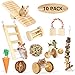 Hamster Chew Toys, Natural Wooden Pine Guinea Pigs Rats Chinchillas Toys Accessories Dumbells Exercise Bell Roller Teeth Care Molar Toy for Birds Bunny Rabbits Gerbils