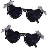 YAMEIZE Halloween Heart Shaped Sunglasses - Love Bat Wing Rave Festival Party Funny Sunglasses