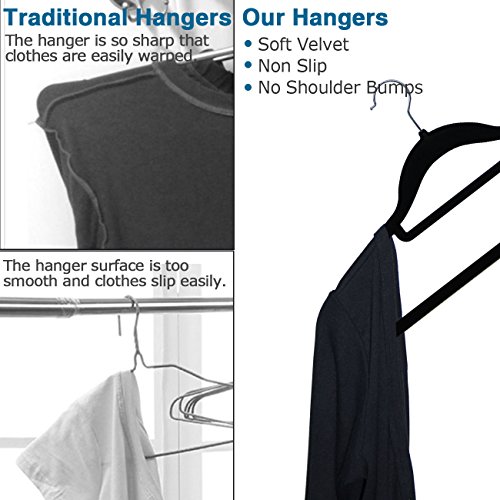 image for anglink Velvet Hangers, Non Slip Clothes Hangers with Accessory Bar St