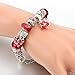 Long Way Blue Beads Carved Bracelet Sliver Plated Snake Chain Charm Strand Bracelet For Women&Men (Red)