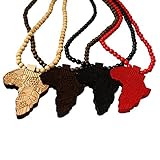 zjskin6688 store New fashion Hip-Hop African Map Pendant Wood Bead Rosary Necklaces