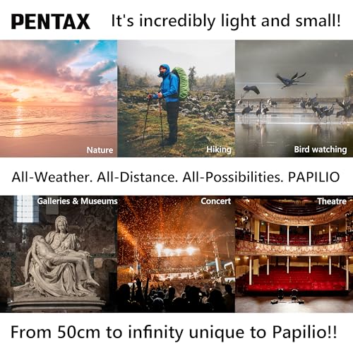 Pentax Papilio III Binoculars, 6.5 x 21 Weatherproof, Black, Close Focus 50 cm, Splashproof, Museum, Outdoor, Nature, Live Sports, HD Coating
