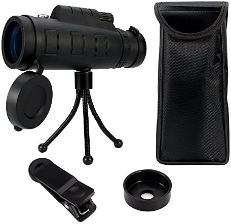 Petsmoe 35x50 Monocular Telescope,HD Dual Focus Optical Prism High Powered Waterproof Telescope With Smartphone Mount,Tripod And Campass For Bird Watching,Hunting,Sporting Events,Concerts Travelling.