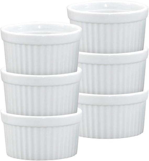 HIC Ramekins, Fine White Porcelain Souffle, 3Inch, 4Ounce