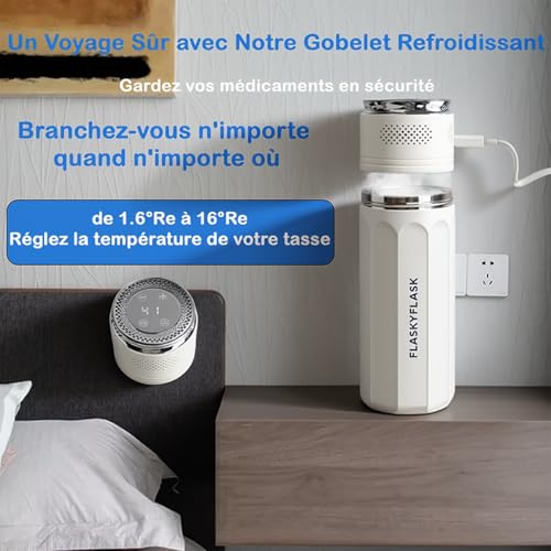 Flaskyflask Glacière à Insuline de Voyage USB - Réfrigérateur Médical Portable avec Contrôle Intelligent 2-8℃ (Blanc)