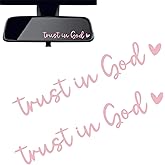 Zikefest 2PCS Trust in God Rearview Mirror Sticker, Vanity Mirror Stickers, Vinyl Rearview Mirror Decorative Decals, Cute Car Window Decals, Car Accessories, for Car Truck Laptop (Pink)