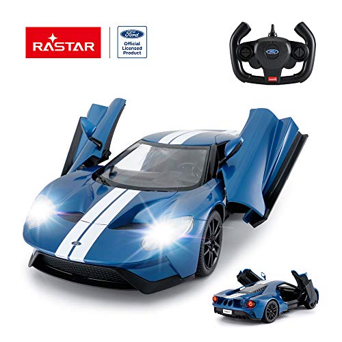 RASTAR RC Car | 1/14 Ford GT Remote Control RC Race Toy Car for Kids, Open Doors by Manual, Blue (40MHz)