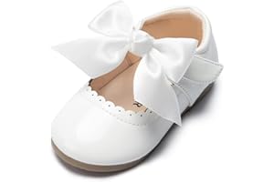 Fromosa Toddler Girls Mary Jane Dress Shoes Ballet Flats Little Girls Soft Slip-On Bowknot Princess Shoes Wedding Party Casual Walking School Uniform Moccasins Baptism Shoes