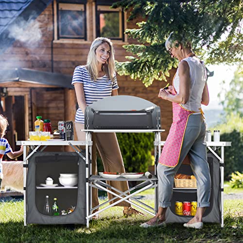 Giantex Camping Kitchen Station, Folding Grill Table with 26'' Tabletop