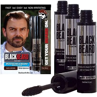 Blackbeard for Men - Instant Brush-On Beard & Mustache Color - 3-pack (Dark Brown)