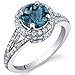 London Blue Topaz Halo Ring Sterling Silver Rhodium Nickel Finish 1.50 Carats Sizes 5 to 9