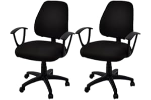 SARAFLORA 2 Pack Stretchable Desk Office Chair Seat Covers - Universal Stretch Computer Chair Slipcover -Washable Rotating Backrest Coverings & Cushion Protectors for Dogs, Cats, Pets, Black