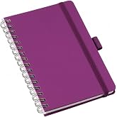 Caderno Sem Pauta Wire-o A5 Caderneta 80 Folhas 14x21 Capa Dura com Elástico Roxo