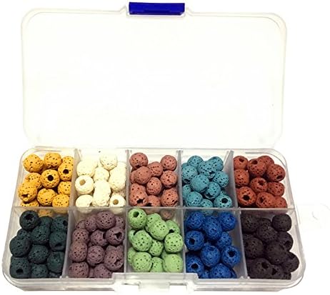 200pcs Natural Lava RockRound Loose Beads with Free Crystal String for Jewelry Making (mix 8mm)