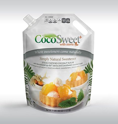 CocoSweet Plus - 5 lb bag - Organic Coconut Sugar & Stevia Blend - NonGMO Low Carb Sweetener