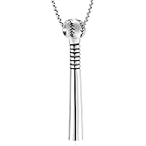 Oinsi Urn Necklace for Ashes Sport Keepsake Jewelry for Women Men Baseball Bat Cremation Urn Necklace Memorial Pendant with Filling Kits