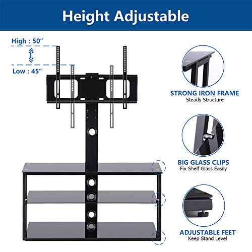 image for Rfiver Floor Tall TV Stand with Swivel Mount Bracket 3-in-1 for TVs up