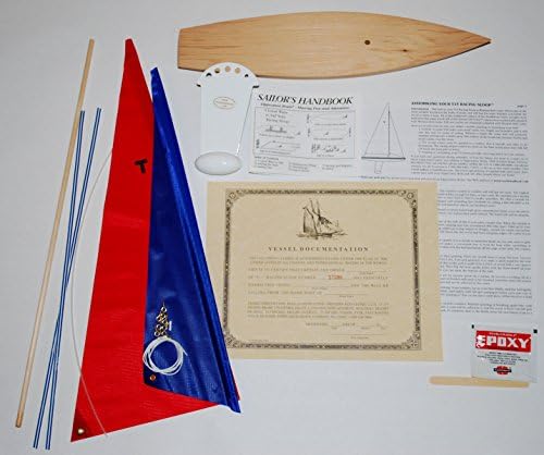 T15 Racing Sloop Kit (Red/blue) - Floating Model Sailboat, Toy Sailboats that Sail, Toy Sailboats that Float, Toy Sailboat Wood, Toy Sailboat Wooden - It Really Sails!
