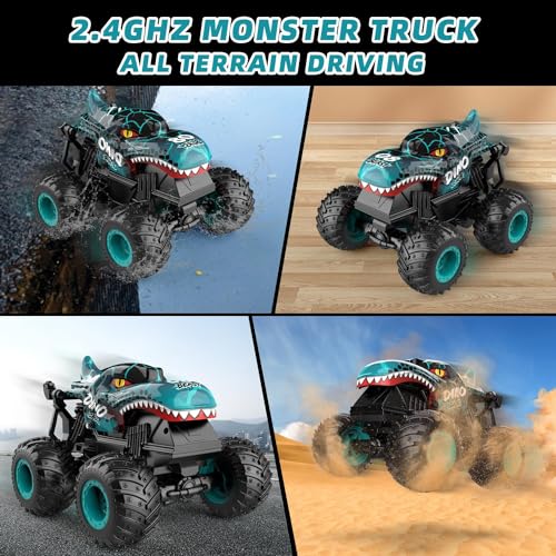 Remote Control Monster Car, 2.4GHz All Terrain Remote Control Monster Truck, سيارات اطفال, Dinosaur Monster Car, Spray Music Monster Truck for Boys 4-7 8-12 and Girls Birthday Gift For Boys and Girls