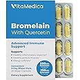 VitaMedica Bromelain & Quercetin Supplement - 500mg Bromelain 250mg Quercetin - 2400 GDU for Immunity, Joint Support, Inflammation and Muscle Recovery - 20 Vegan Capsules - 5 Day Supply