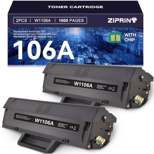ZIPRINT Toner 106A Compatible for HP 106A W1106A for HP Laser MFP 137fnw 137fwg MFP 135w 135wg 135a 135r 107w 107a 107r (2 Black)