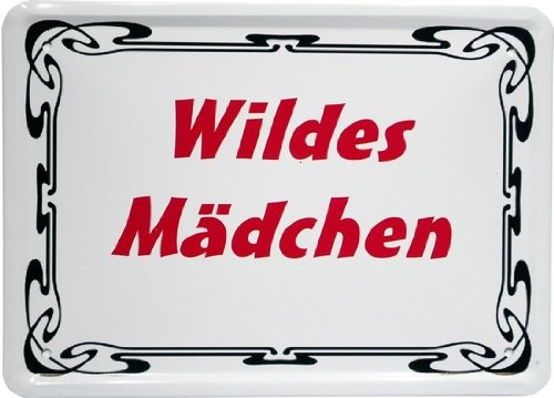 Metal Sign 15 x 21 CM German Language "Wild Girl with Retro MJ 49