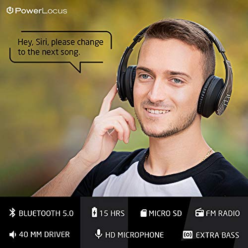 PowerLocus Bluetooth Over-Ear Headphones, Wireless Stereo Foldable Headphones Wireless and Wired Headsets with Built-in Mic, Micro SD/TF, FM for iPhone/Samsung/iPad/PC (Camo)