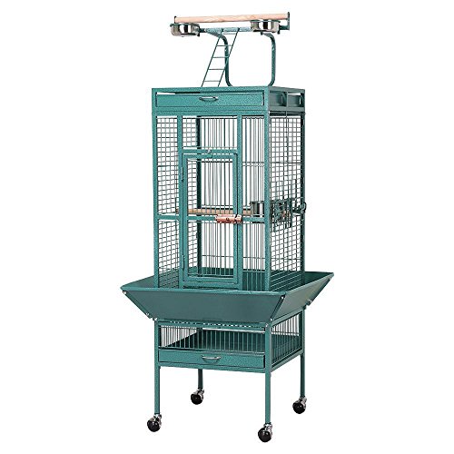 Yaheetech 62″ Large Bird Cage Parrot Finch Aviary Pet Perch w/Rolling Stand, Green