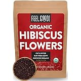 Organic Hibiscus Flowers - Cut &amp; Sifted - 16oz Resealable Bag (1lb) - 100% Raw From Egypt - by Feel Good Organics