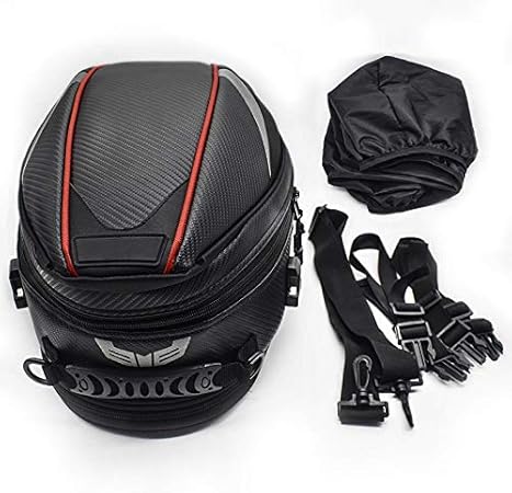 Amazon Cherrytreeバイク用 シートバッグ ヘルメット炭素繊維 拡張機能あり 防水 固定ベルト付き 耐久性 耐久性 シートバッグ 防水 テールバッグ バイク用 多用途 長距離旅行 耐雨雪耐熱 バイク 大容量テールパッケージ 汎用 シートバッグ 車 バイク