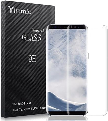 Yinmio Galaxy S8 Plus Screen Protector Glass, Full Screen Coverage 3D Curved 0.26MM And 9H Hardness Bubble Free, Anti-Fingerprint, Oil Stain & Scratch Coating - Transparent