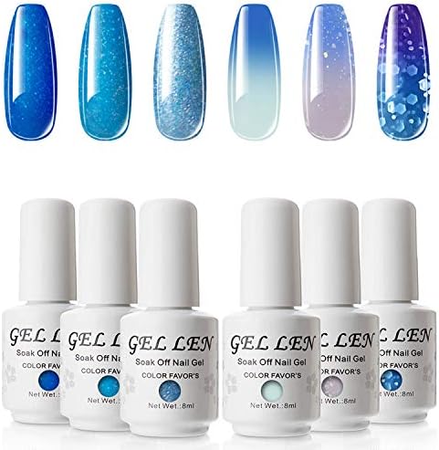 Gellen Gel Nail Color Gel Chameleon Gel 6 Color Set Polish Type 0.3 fl oz (8 ml) UV / LED Compatible Blue