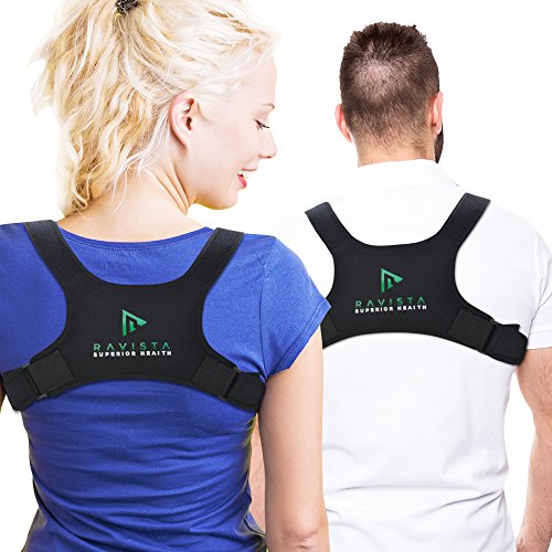 Ravista Posture Corrector Brace for Women Men - Medical Adjustable Shoulder & Clavicle Back Support with Comfort Strap - Wearable Under Clothes - Improve Office Slouching Computer Sitting Position