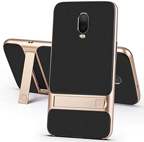 AE Mobile Accessories Shock Proof Rugged Royce Dual Layer Armor PC Frame,Silicone Kickstand Protector Back Cover for Oneplus 7/1+7 / One Plus 7 (Gold)