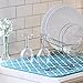 S&T INC. Dish Drying Mat for Kitchen, Absorbent, Reversible XL Microfiber Dish Mat, 18 Inch x 24 Inch, Teal Trellis