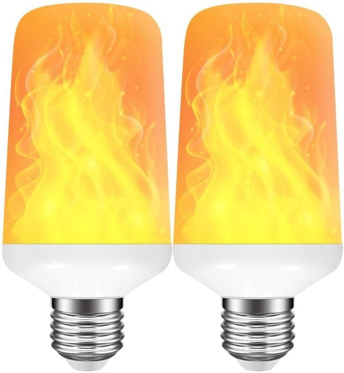 2 Pack LED Flame Effect Light Bulb -OVISEN Flame Light Bulbs - LED Flame Bulb- Fire Effect Light Bulb E26 E27-2 Year Warranty