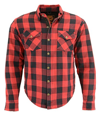 Milwaukee Performance Men's Checkered Flannel Biker Shirt With Aramid (Black/Red, L)