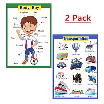 Amazon Com 2 Pcs Of Set Educational Preschool Poster For Toddlers