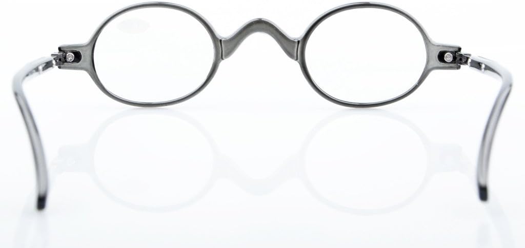 Eyekepper Small Oval Round Reading Glasses Vintage Mini Reader Eyeglasses for Men Women Reading with Spring Hinges Grey Frame +1.50 - Image 5