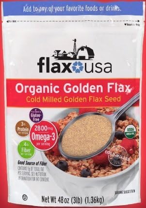 Flax USA Natural Organic Flax Cold Milled Ground Golden Flax Seed - 48 ounce - 3lb