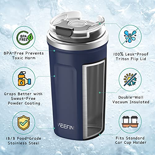 VeeFine Travel Coffee Mug 12oz Dishwasher Safe Coffee Travel Mug Flip