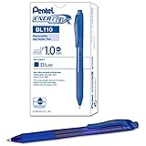 Pentel EnerGel-X Retractable Liquid Gel Pen (1.0mm) Metal Tip, Blue Ink, Box of 12 (BL110-C)