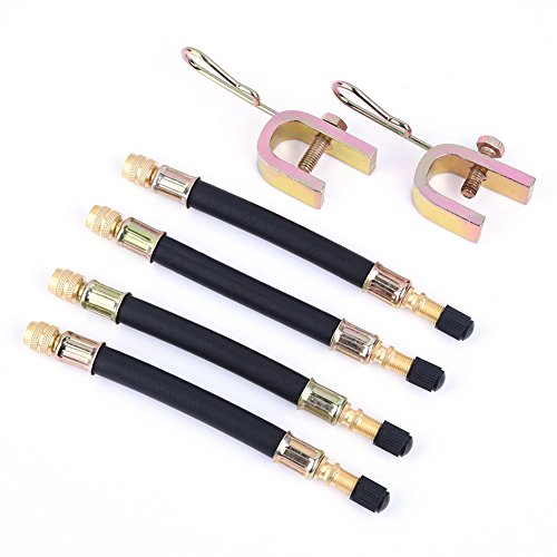 Click Here to See More Images 4Pcs Dual Flexible Tire Tyre Valve Extension Adaptors 140mm + 2Pcs Clamps