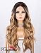 K'ryssma Dirty Blonde Lace Front Wig with Dark Roots Ombre Long Wavy Synthetic Wig for Women