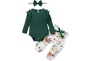 GENERIC Baby girl clothes, Newborn Baby Girl Clothes, Soft Long Sleeve Onesies Girl Collocation Pants and Headband