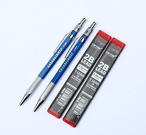 Blue Color 2 pieces 2.0 mm Lead Holder Mechanical Pencil with 2 tubes Pencil Lead Refill, Drawing Writing Tools