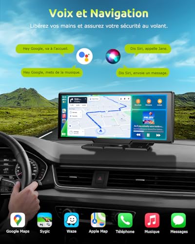 ESSGOO CarPlay Car, Supports Wireless CarPlay and Android Auto, 10.26 Inch IPS Touch Screen, 4K Front Camera and 1080P Rear View Camera, Bluetooth 5.3, GPS, FM, AUX, Mirror Link, TF Card 64G