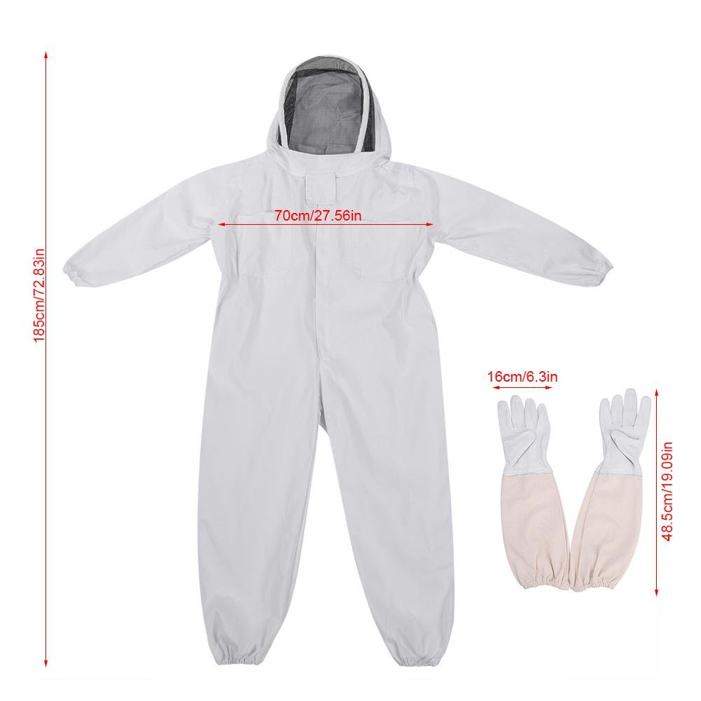 XXL Professional Beekeeping Protective Suit Kit Gloves Cotton Beekeeper