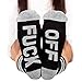 Socks FUCK OFF Ribbed Knit Half Crew Socks Fall Winter Ferbia Unisex Embroidery Swear Word Curse Printed Stockings
